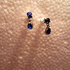 Tanzania Blue Spinel drop earings 1.5 ctw platinum over sterling silver